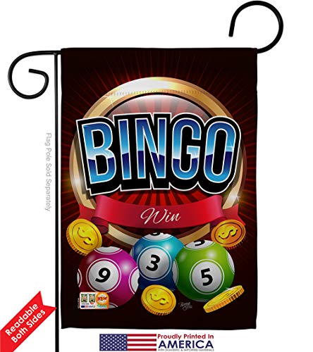 Bingo Win Garden Flag Interests Game Bunco Night Dice Poker Hobbies Leisure Activity Small Decorative Gift Yard House Banner Double-Sided Made In USA 13 X 18.5 - size: Garden Flag 13" x 18.5" Only