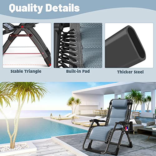 Slsy Zero Gravity Chair, Reclining Lounge Chair with Removable Tray for Indoor and Outdoor, Patio Recliner Folding Reclining Chair, Pacific Blue - color: Pacific Blue, style: Zero Gravity Chair