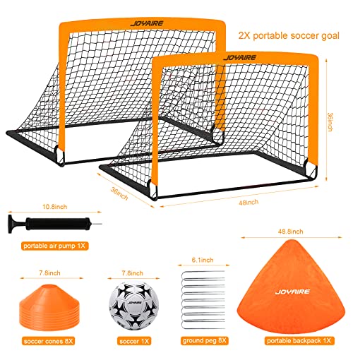 Pro-Grade Kids Backyard Soccer Goal, Tear-Resistant 5-Layer Polyester Soccer Net & 10mm Poles for Maximum Durability, 4x3ft/6x4ft/7x5ft, Pop Up Portable Soccer Training Equipment Set with Size 4 Ball - size: 4 ft x 3ft, style: Orang