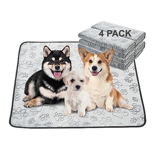Qeils Reusable Puppy Pads, 34"x 36" 4 Pack Washable Pee Pads for Dogs, Waterproof Non Slip Wee Wee pad, Absorbent and Leakproof Training Mats for Potty, Crate, Playpen, Bed, Sofa - size: 34x36(pack of 4)