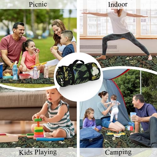 Picnic Blankets Waterproof Foldable Extra Large,80"x 80" Outdoor Beach Blanket Sandproof,3-Layer Lightweight Handy Mat Tote Picnic Camping Rugs for Outside Your Rv (Botanical Fern Leaves Floral Sage) - color: Picnic Blankets 8
