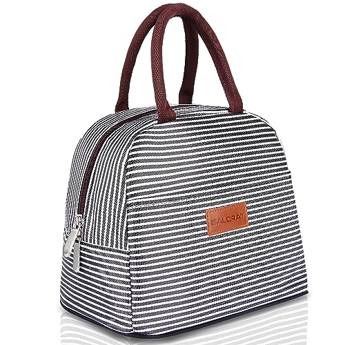 BALORAY Lunch Bag for Women Men Insulated Lunch Box for Adult Reusable Lunch Tote Bag for Work, Picnic or Travel(Black White Stripes) - color: Black white stripes, size: M