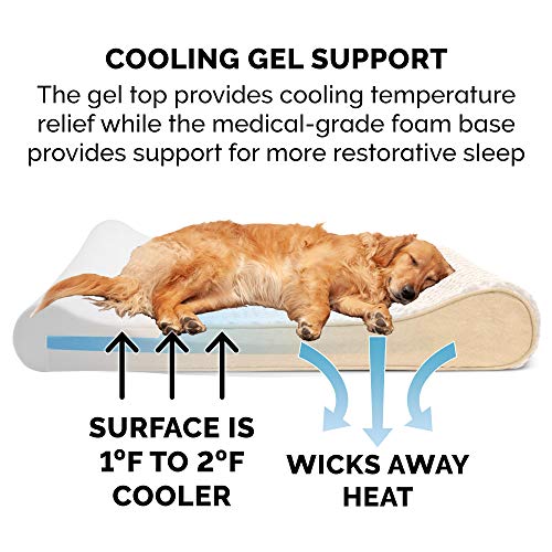 Furhaven Cooling Gel Dog Bed for Large Dogs w/ Removable Washable Cover, For Dogs Up to 150 lbs - Ultra Plush Faux Fur & Suede Luxe Lounger Contour Mattress - Cream, Jumbo Plus/XXL - color: Ultra Plush (Cream), size: Jumbo Plus