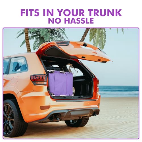 Wheel-To-Go Oversized Tanning Chair with Face Hole & Wheels | Portable Heavy Duty Folding Lounge Chair | Outside Sunbathing Reading Relaxing Beach Poolside Lawn | XL Wide | 330 LBS (Patent Design) - color: Purple, style: Oversized + Sun Canopy Style