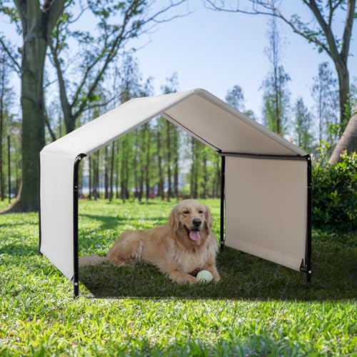 Havemies 4x3.3FT Large Gray Dog Tent, Spacious Indoor Outdoor Pet House for Big Dogs, Breathable Mesh Windows, Fade-Resistant Fabric, Foldable Dog Shelter for Living Room Yard