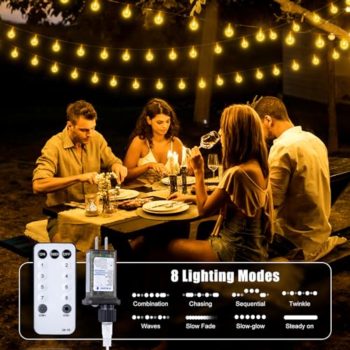 Minetom Crystal Globe String Lights Plug in - 66 ft 200 LED Globe Fairy String Lights with Remote and Timer, Waterproof for Bedroom Tent Loft Bed Window Porch Patio Wedding Holiday Decor, Warm White - color: 66 FT - Warm White