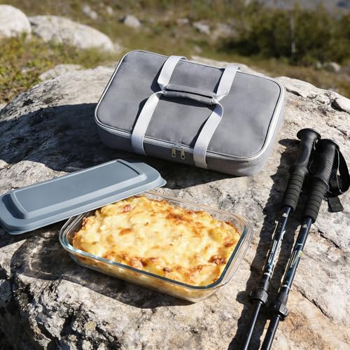 9x13 Glass Baking Dish With Lid - 3qt Glass Casserole With Carrier Insulated Bag For Hot Or Cold Food - Large Casserole Dish For Oven Potluck Party Picnic Cookouts