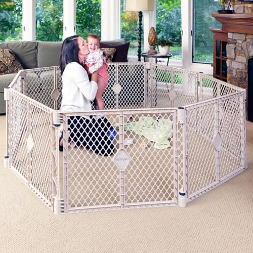 Toddleroo by North States - Superyard Baby Play Yard: Freestanding 8-Panel Baby Playpen - Indoor or Outdoor Use - Made in USA - Encloses Up to 34.4 Square Feet - 26 Inches Tall - Sand - color: Sand, size: 26.0 Inch