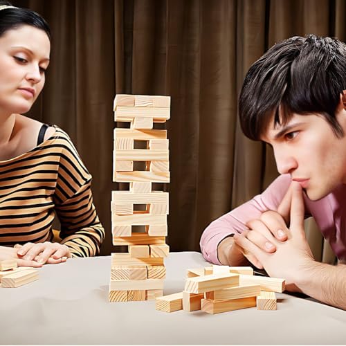 48Pcs Super Naughty Block Tower Game, Couple Adult Valentine Tumbling Tower Block Game for Date Night Ideas, Stacking Wooden Blocke for Grown Ups