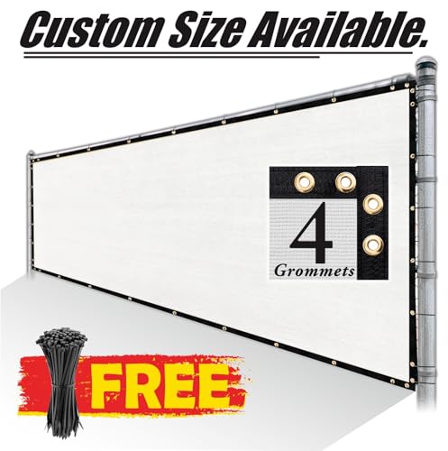 Royal Shade Custom Size 8' x 3' White Fence Privacy Screen Windscreen Cover Netting Mesh Fabric Cloth - Cable Zip Ties Included (We Make Custom Size) - color: White, size: 8' x 3' Customized Size