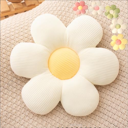 LEHU Flower Floor Pillow, Flower Shaped Seating Cushion -Cute Flowe Pillow for Girls Tweens Room Decor Floor Pillow for Reading and Lounging Comfy (White+yellow-19'') - color: White+yellow, size: 19''