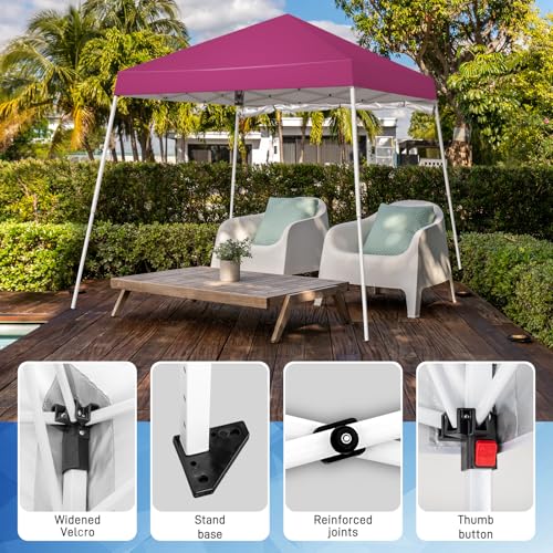 Outvita 6'x6' Pop Up Canopy Tent Commercial Instant Gazebo Tent, Waterproof & UV Protection Canopy Tent with Slant Legs & 1pc sidewall for Party Wedding Birthday BBQ Events - style: 6x6-pink