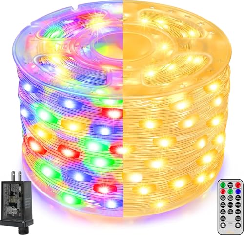 Ollny Christmas Lights Warm and Multicolor, 600LED 197FT Christmas Tree Lights IP67 Waterproof, Plug in Fairy Light with Remote 11 Modes Timer, Xmas Light for Outdoor Indoor House Holiday - color: Warm and Multicolor, size: 600 LEDs