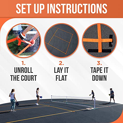 Temporary Pickleball Court Lines - The Original - Portable Pickleball Court Marking Kit, Lines for Court Outdoor or Indoor, Pickle Ball Court Dimensions, No Measuring Needed, Net Not Included