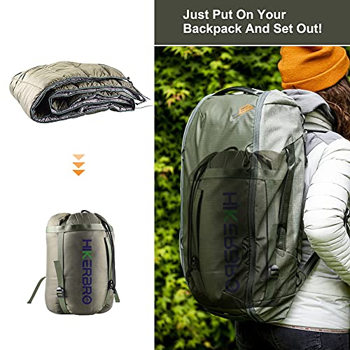 Double Hammock Underquilt, HIKERBRO 4 Season Heavy Duty Under Quilt with Tree Straps, Large Hammock Protector for Winter Camping, Backpacking, Hiking - color: Army Green (98.4"x66.9"- for Double Hammock)