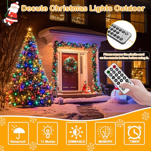 Decute 300LED Christmas Tree Lights Fairy String Light 99FT Green Copper Wire Warm White and Multicolor Dimmable with Remote, UL Cerficated Twinkle Lights for Party Wedding Indoor Outdoor Decor - color: Warm White + Multicolor, size: 300LED
