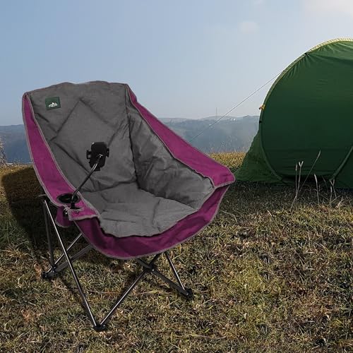 Northroad Oversized Foldable Camping Chair with Cell Phone Holder,Outdoor Padded Lawn Chair w/Cup Holder,Carry Bag for Beach, Hiking, and Picnics,Heavy-Duty 300-lbs Capacity, Purple - color: Purple With Phone Holder