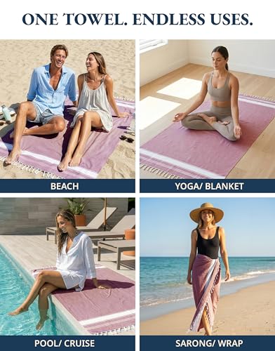 LANE LINEN Beach Towels for Women, Large Beach Towels Oversized, Pre-Washed, No-Shrink Sand Free, Quick Dry, Lightweight Travel Towel,Soft Beach Bath Towel, 39"x71" - Cashmere Rose - color: 26: Cashmere Rose, size: Pack of 1