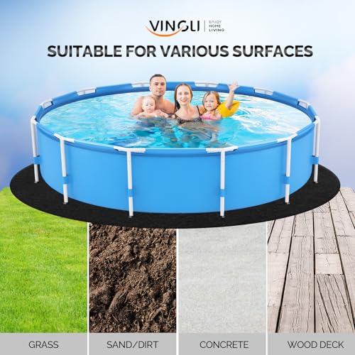 VINGLI 18 FT Pool Pad for Above Ground Pool, Upgraded Extra Thick Swimming Pool Liner Pad 18 FT Round, Prevent Punctures Weed Barrier, Under Pool Mat Pool Protection, Black - size: 18 FT
