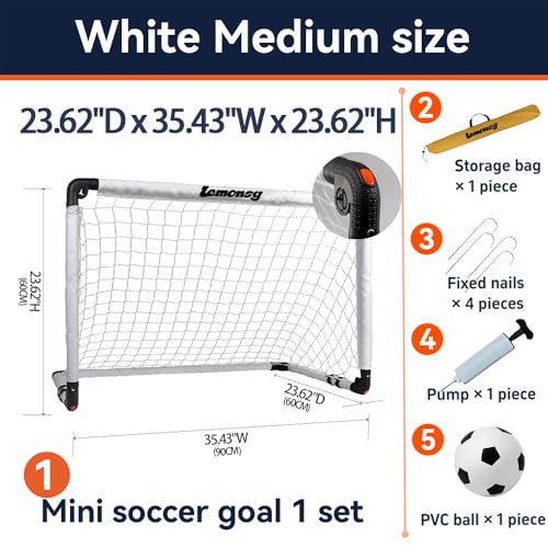Small Soccer Goals for Kids, Foldable Mini Soccer Goal Set with Portable Soccer Net for Kids, Kid Soccer Goal for Indoor Outdoor Backyard Play, Soccer Toy Gift for Children - size: Elite White: 35.43×23.62×23.62 inch in goal+ball