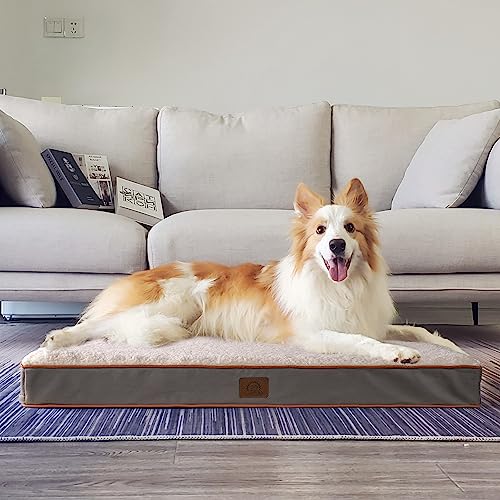 Sunheir Extra Large Dog Bed - Orthopedic Bed with Removable Waterproof Cover, Machine Washable, Egg Crate Foam, XL(41"X27"X3"), Light Grey - color: Light Grey, size: 41.0"L x 27.0"W x 3.0"Th