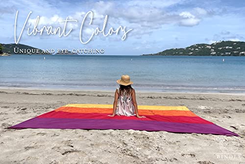 BINDLE Eco-Beach Blanket 10'x9' Extra Large, Recycled Lightweight Material, Sand Free Water Resistant Sandproof, Oversized Portable Picnic Mat for Outdoors Camping Travel, Sunset Vibes - color: Sunset Vibes, size: XL-10'x9' (1-8 persons)