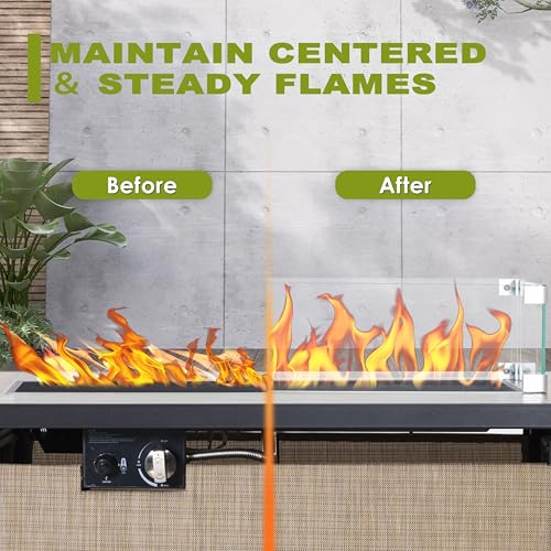 Nuu Garden Tempered Glass Wind Guard for Rectangular Propane Fire Pit Table 28.7''*10.2''*5.5'' Inch, Durable Flame Guard Shield with Aluminum Alloy Corner Brackets for Outdoor Patio Gas Fire Table - size: 28.7x10.2x5.5