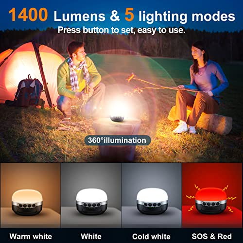 LED Camping Lantern Rechargeable 1400LM, Up to 420H Running Time Camping Tent RGB Light, 10400mAh Emergency Hanging Light for Hurricane, Power Outages, Home, Hiking - style: Black Ultra