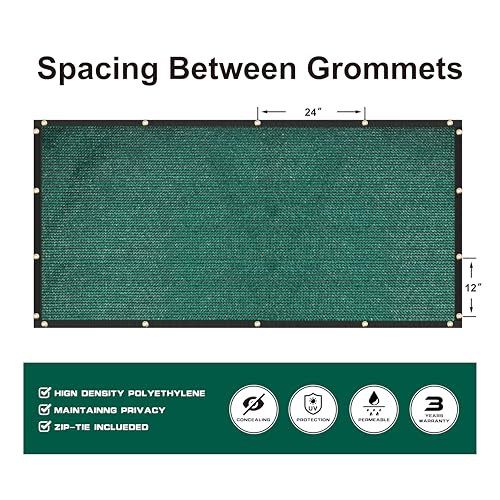 8' x 50' Green Fence Privacy Screen,with Bindings & Grommets,Heavy Duty for Gardens,Backyard,Patio,Tennis Court,Pool,Construction Project, We Make Custom Sizes