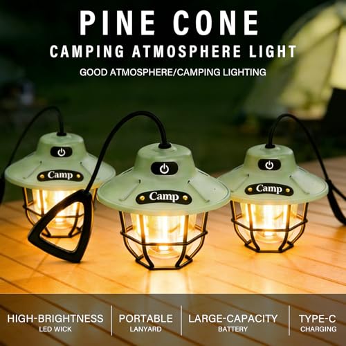 Camping Lantern Rechargeable，1200 Lumens LED Tent Light with 4 Light Modes, USB Portable Outdoor Flashlight for Camping, Hiking, Emergencies, Power Outages, SOS (Light Green) - style: Light Green