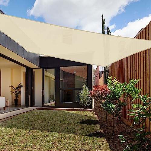 Coarbor 4' x 5' Sun Shade Sail Rectangle Canopy Outdoor Sunshine Block Shade Cover for Patio Backyard Lawn Garden Outdoor Deck (Beige)