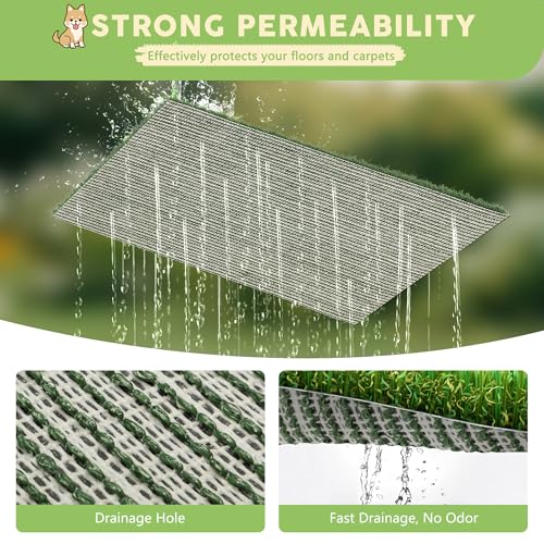 Dog Grass Pad with Tray, 25" x 20" Indoor Artificial Grass Pee Pad for Puppy Potty Training, Portable Dog Toilet Pet Loo, 3-Layer System - size: M 25x20x1.2IN-1 Grass Pad