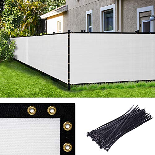 Amgo 4' x 10' Grey Fence Privacy Screen, Commercial Standard Heavy Duty Windscreen with Bindings & Grommets, 90% Blockage, Cable Zip Ties Included (We Make Custom Size) - color: Gray, size: 0 4' x 1 0'