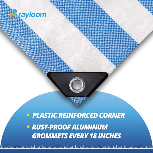 Blue/White Striped tarp Waterproof 8x10 Feet, 12mil UV and Tear Resistant Heavy Duty Tarps, Multi Purpose Weatherproof Cover for Outdoor - size: 8x10 Feet