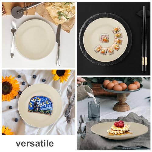 Wrova Wheat Straw Dinner Plates 9 Inch Unbreakable Set of 8 - Dishwasher & Microwave Safe Plastic Plates Reusable - Lightweight Plates for kitchen,camping,salad,appetizer - Beige - color: Beige, size: 9 inch