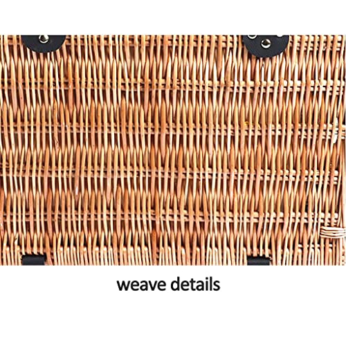 Stainless Steel Tableware Cutlery Set, Picnic Basket Natural Wicker Picnic Hamper Picnic Hamper Cutlery Set Insulated Wicker Flatware Set (Blue White Small 4 Person) - color: Blue White Small, size: 4 Person