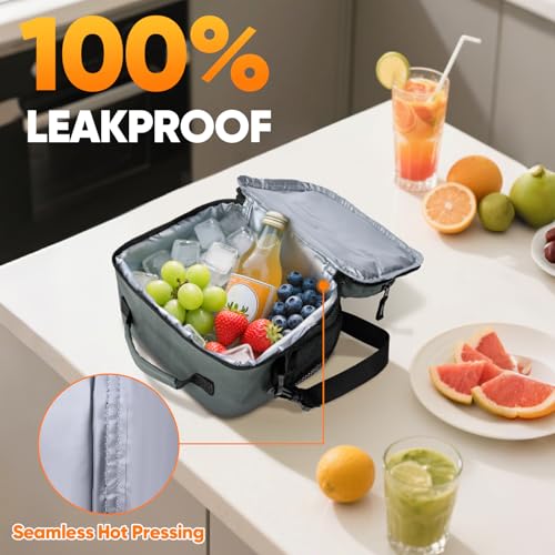 BALEINE Insulated Lunch Bag for Men Women, Leakproof Cooler Bag with Adjustable Shoulder Strap for Work Picnic, Lunch Box for Women Men (Small, Grey) - color: Gray, size: Small