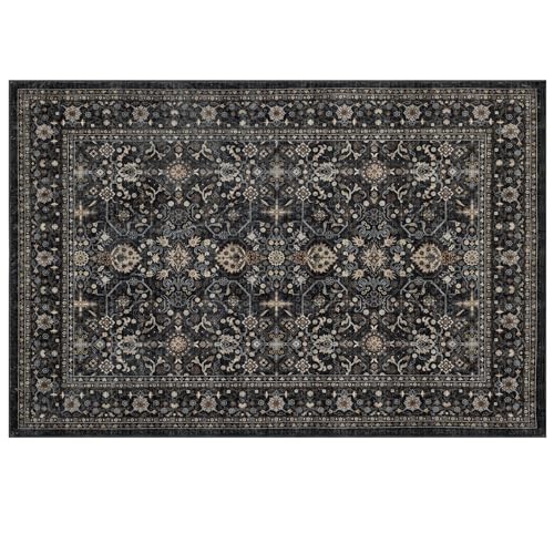 Ruaruarug Area Rug Non Slip Machine Washable Ultra Soft Living Room/Bedroom/Kitchen/Outdoor/Classroom Black Grey, 6'×9' - color: Dark Grey, size: 6' x 9' (Rectangular)