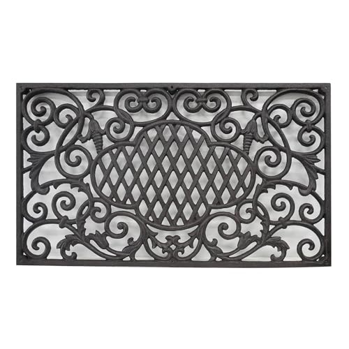 CT Copper Tailor Heavy Duty Cast Iron Doormat,Rectangle Outdoor Mat,Non-Slip Front Door Mat,Entrance Mat,Shoe Scraper,24”x 13.78”,Exquisite Scrolls Pattern Design - color: Exquisite Scrolls