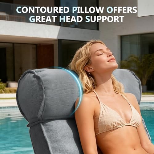 83'' Outdoor Chaise Lounge Chair with 5 Positions Adjustable Backrest Patio Lounger Lounge Chairs for Outside, Pool Lounge Chairs Sunbed Lounge Waterproof Sun Loungers for Garden Beach, Dark Gray - color: Dark Gray W Backrest