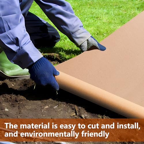 DECOHS 4 x 50 Ft Biodegradable Paper Weed Barrier- Heavy Duty Biodegradable Garden Bed Grass- Garden Paper Weed Control Barrier Weed Grass Blocker for Outdoor Garden Lawn - color: 4x50ft