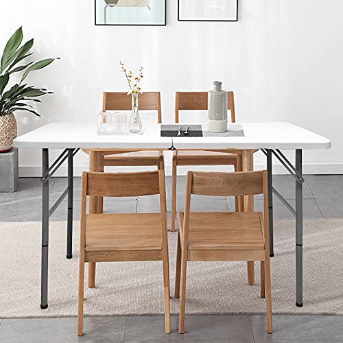 4 FT Folding Table, Plastic Portable Tables for Dining Parties Card Picnic Camping, Granite White - size: 4FT