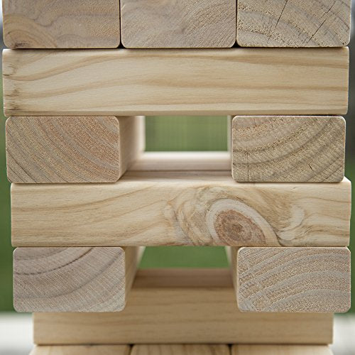 HEY! PLAY! Classic Giant Wooden Blocks Tower Stacking Game, Outdoors Yard Game, for Adults, Kids, Boys and Girls