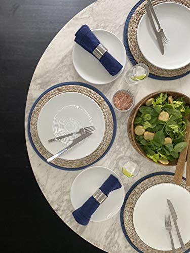 bzyoo 12 Piece White Melamine Dinnerware Set - Durable, Easy to Clean Plates and Bowls - Ideals for Parties, Camping Dish Set BPA Free Organica White Collection - color: Organica White