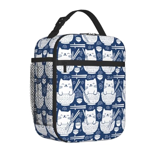 Reusable Ramen Lunch Box for Kids Girls Boys Women Adult, Insulated Noodle Bowl Cat Lunch Bag,Polyester Cooler Handbags Case for School Picnic Work Travel Outdoor Beach or Hiking - color: Ramen 01