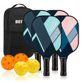 Pickleball Paddles, USAPA Fiberglass Pickleball Paddles Set of 4, Pickleball Set with 4 Pickleball Rackets, Including 4 Pickleballs & 1 Carry Bag, Pickle Ball Paddles Set for Men, Women - color: 3.Rosepink&Lightgreen-set of 4