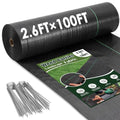 2.6FT x 100FT Weed Barrier Landscape Fabric, Weed Block Fabric Heavy Duty with 40 U-Shaped Staples, Garden Cloth Weed Control Mats Ground Cover for Garden Beds, Farming, Underlayment - size: 2.6ft X 100ft