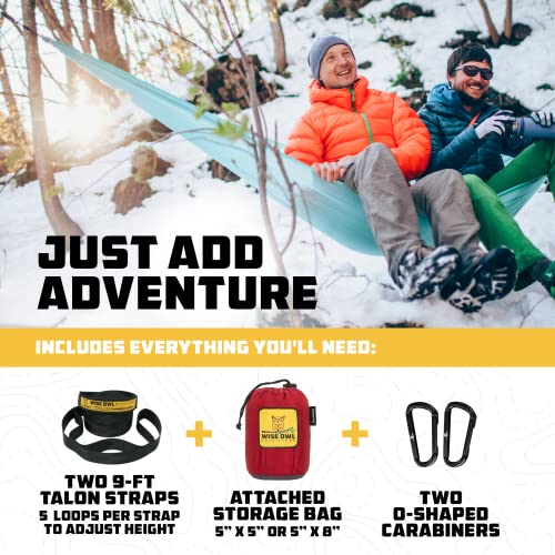 Wise Owl Outfitters Camping Hammock – 500lbs Portable Hammock with Tree Straps - Travel, Backpacking, Hiking, Outdoors Camping Gear - Single or Double - color: Navy & Green, size: Single
