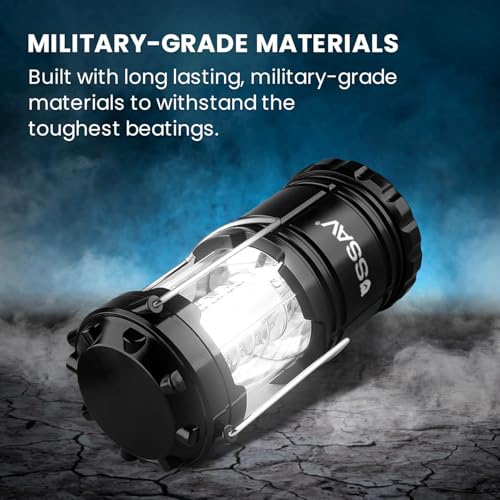 LED Camping Lantern, LED Lanterns, Suitable Survival Kits for Hurricane, Emergency Light for Storm, Outages, Outdoor Portable Lanterns, Collapsible (Batteries Included) (Black) - color: Black