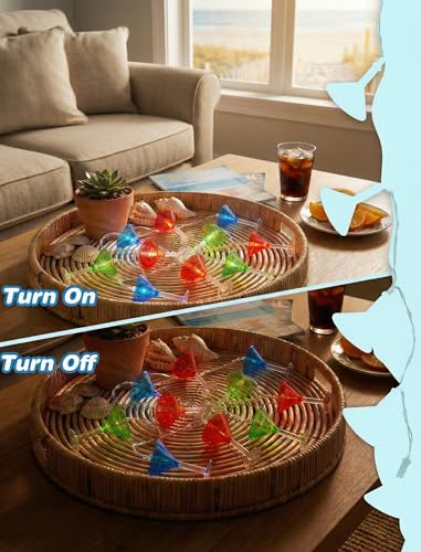Cocktail Glass String Lights, 8.5Ft Tropical Beach Themed Wine Glass String Lights with 10 LED Cup Lights, Plug in Summer Patio Fairy Lights for Camp Tent Holiday Party Garden Bedroom - color: Wine Glass Lights, size: 8.5FT